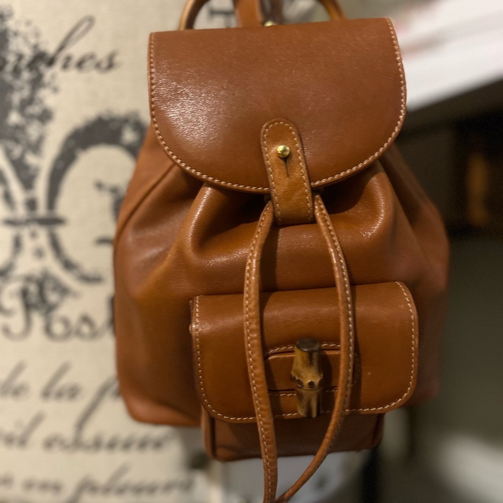 Gucci Bamboo Drawstring Leather Backpack GORGEOUS!!! - Picture 3 of 15
